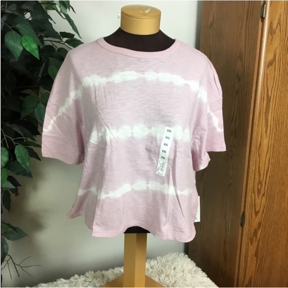 SO cropped short sleeve tee Woman’s Juniors XXL pink & white tie dye